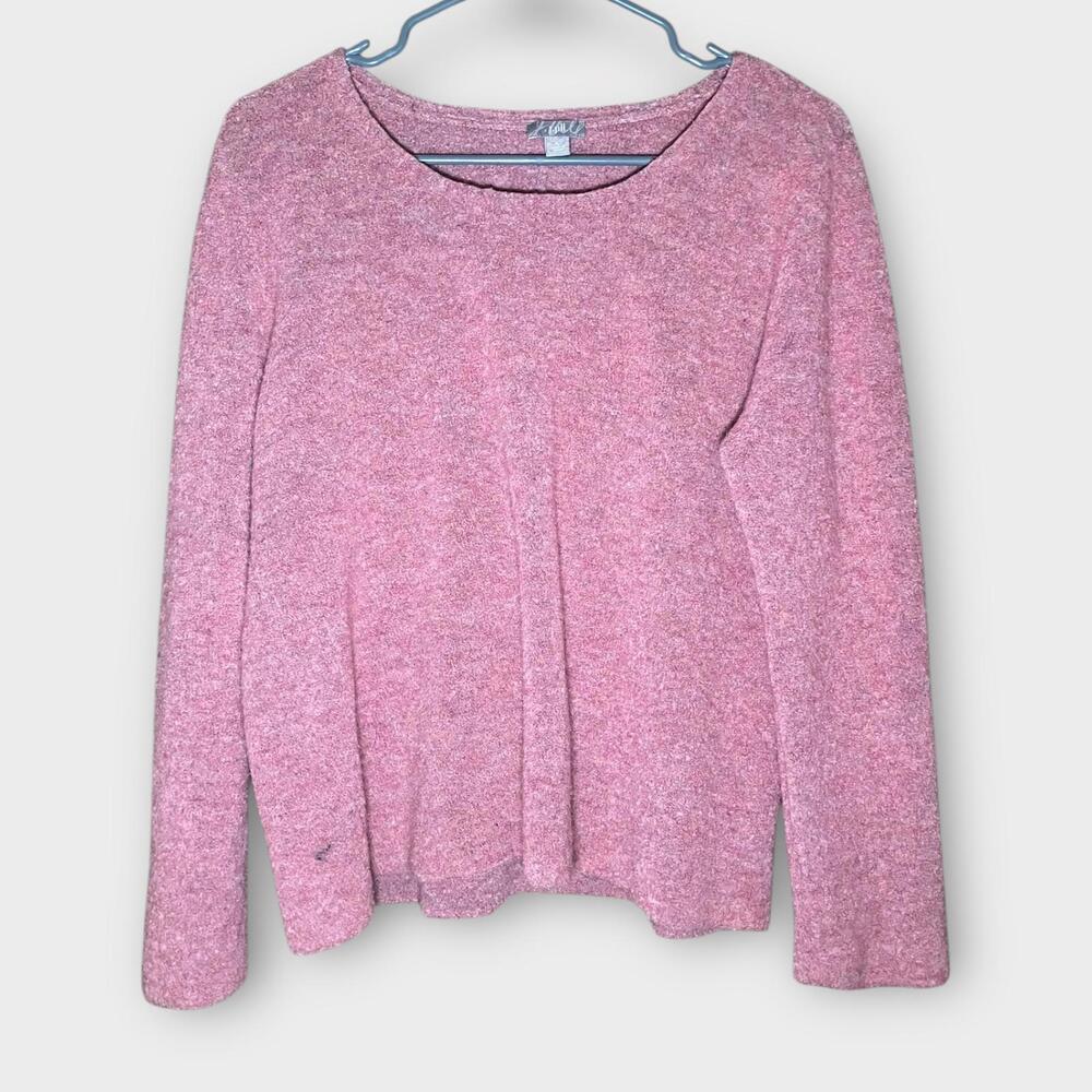 J. Jill Merino Wool Sweater Scoop Neck Pullover Pink Women's Size Large FLAWED